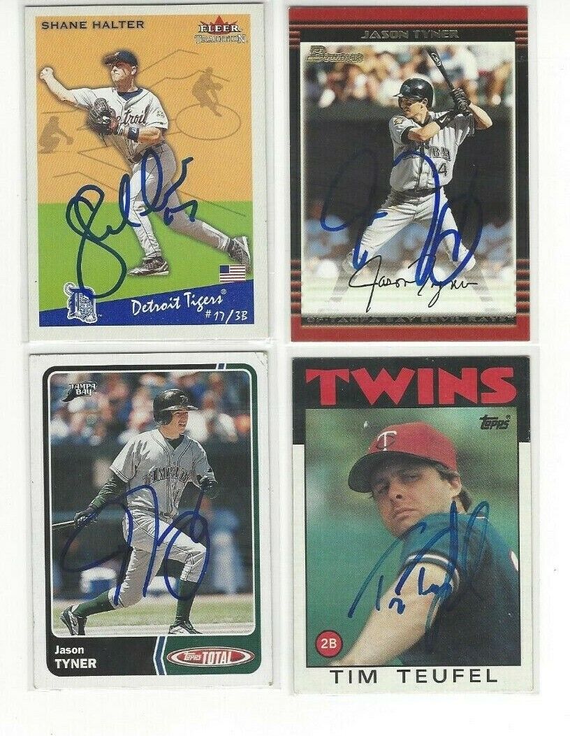 2002 Bowman #84 Jason Tyner Autographed Baseball Card Tampa Bay