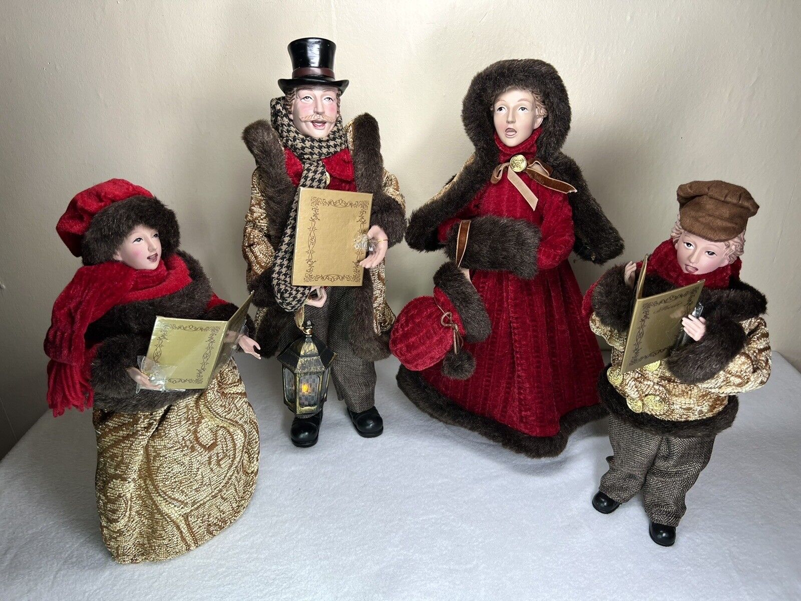 Valerie Parr Hill Dickens-Style Victorian Christmas Caroler Family Set of 4