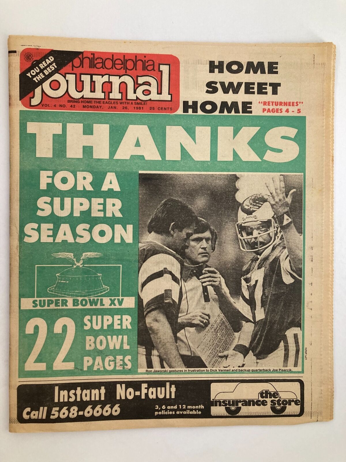 Philadelphia Journal Tabloid January 26 1981 Vol 4 #42 NFL Eagles Ron Jaworski