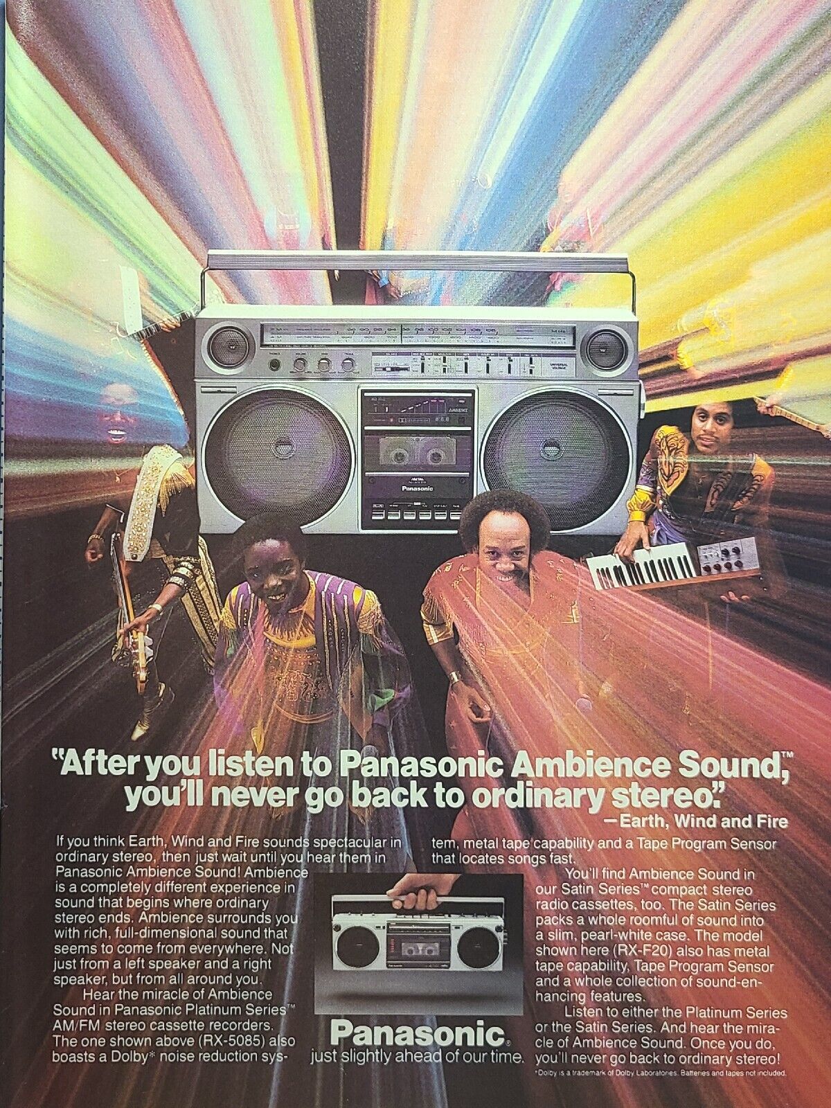 Panasonic Boom Box - Earth, Wind And Fire - Vintage Print Ad 1982 **See Descr**
