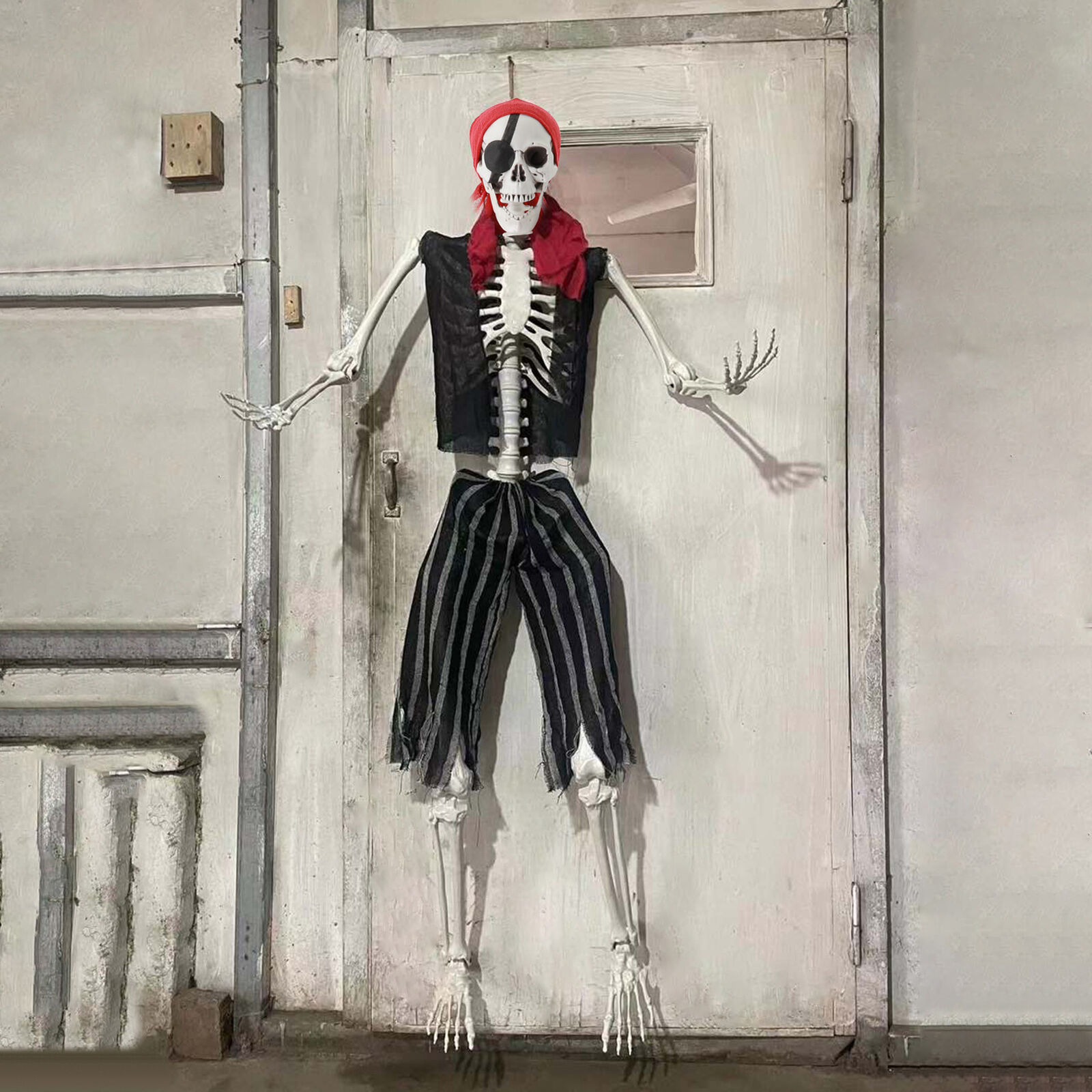 Halloween Life Size Pirate Skeleton 5.4ft Halloween Full Body Pirate Bones Decor
