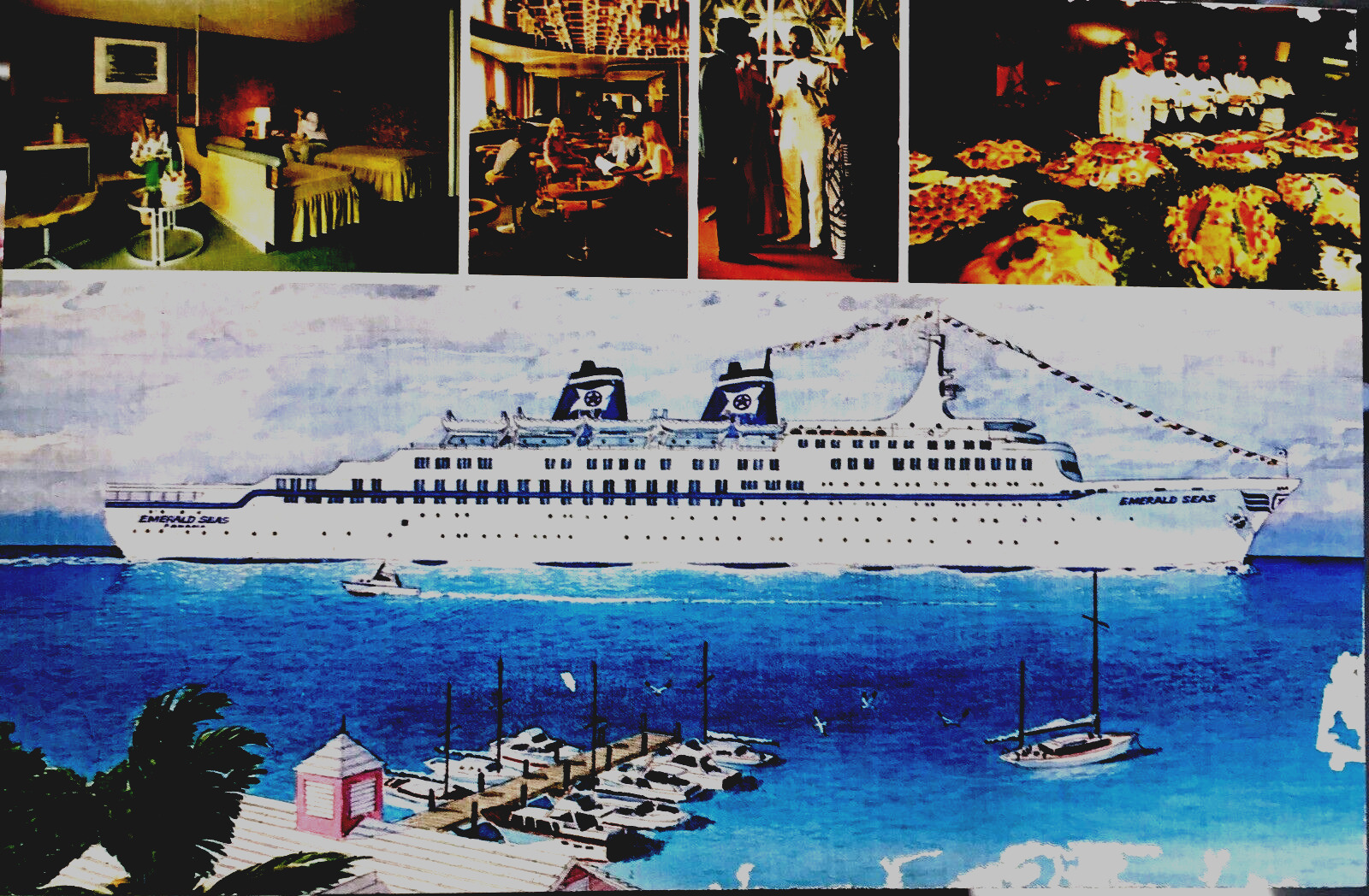 VTG Collectable: 1970\'s S.S. Emerald Seas Cruise Ship Postcard Unhinged/Unposted