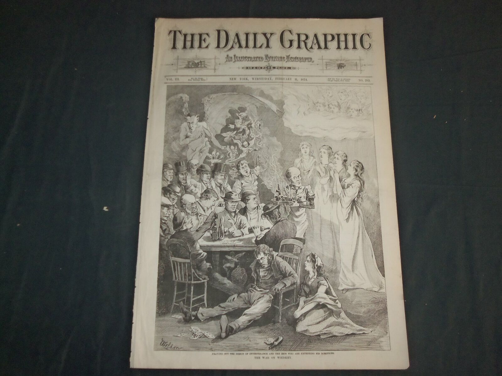 1874 FEBRUARY 11 THE DAILY GRAPHIC NEWSPAPER - THE WAR ON WHISKEY - NT 7647