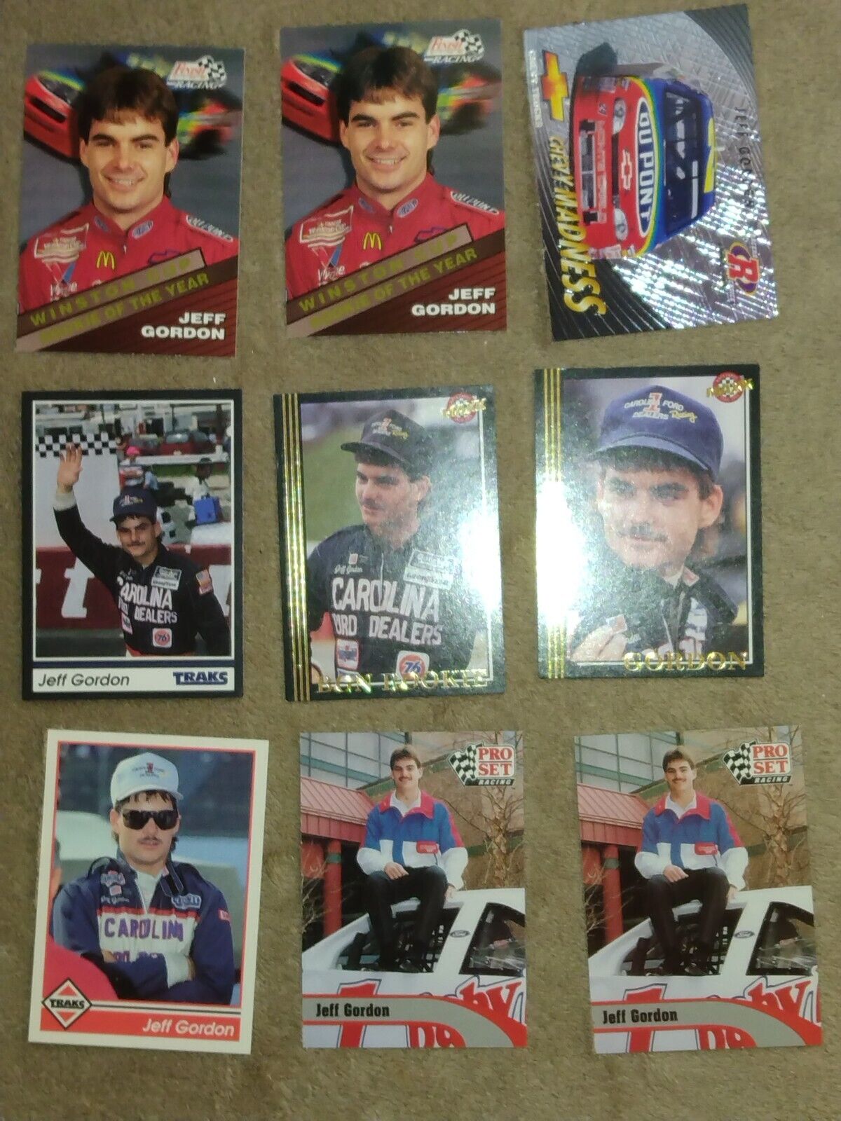 Jeff Gordon - Maxx & Traks -1991-1992 -1997  Lot of 9 Nascar Racing Cards