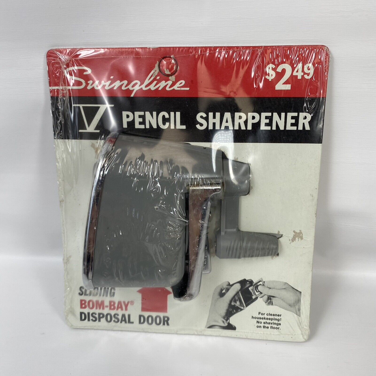 Vintage Swingline V Pencil Sharpener Gray and Chrome Multi Position Mount New