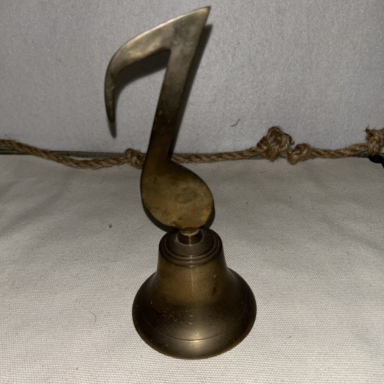 Vintage Brass Bell Music Note Handle New Orleans Engraved In Bell