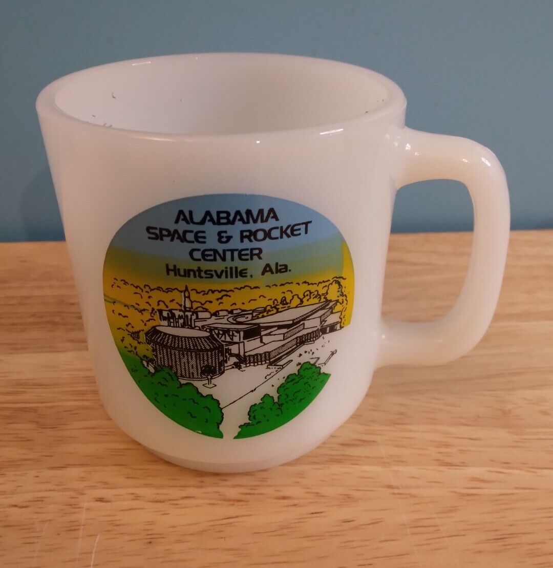 Vintage Glasbake Mug Alabama Space & Rocket Center Milk Glass