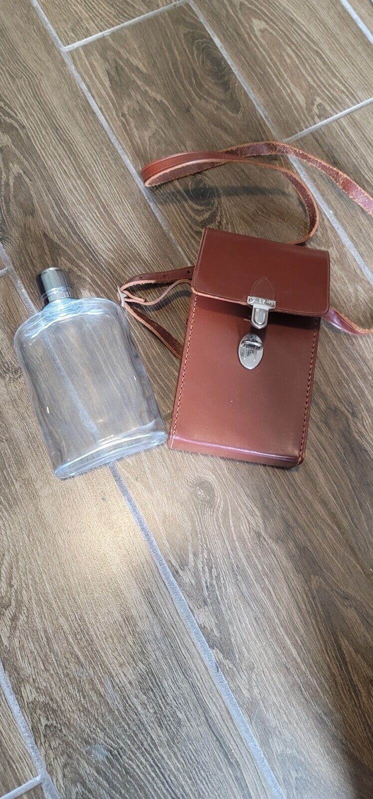 Vintage Homa Leather Flask Holder And Flask Made in England