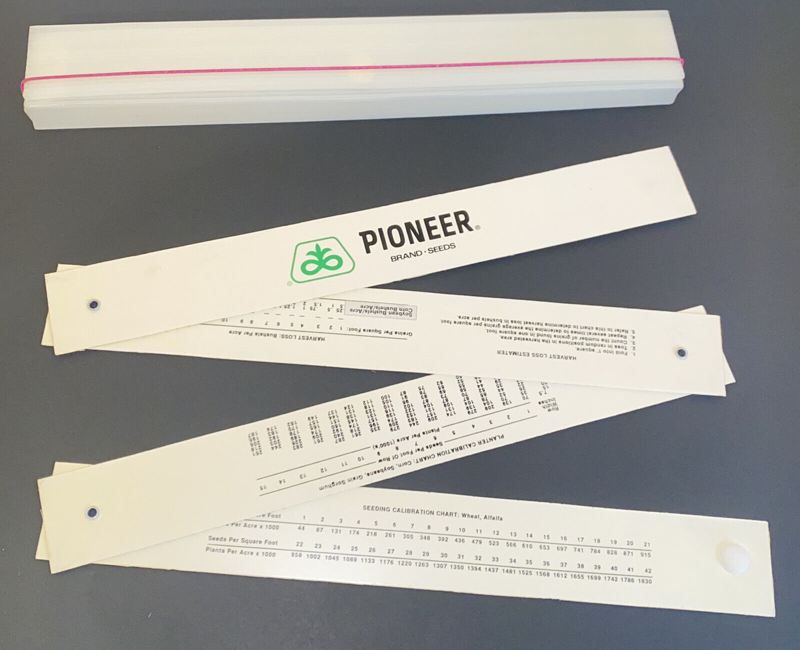 Pioneer Seed Folding Yard Stick Planter & Seeding Calibration Chart with Case