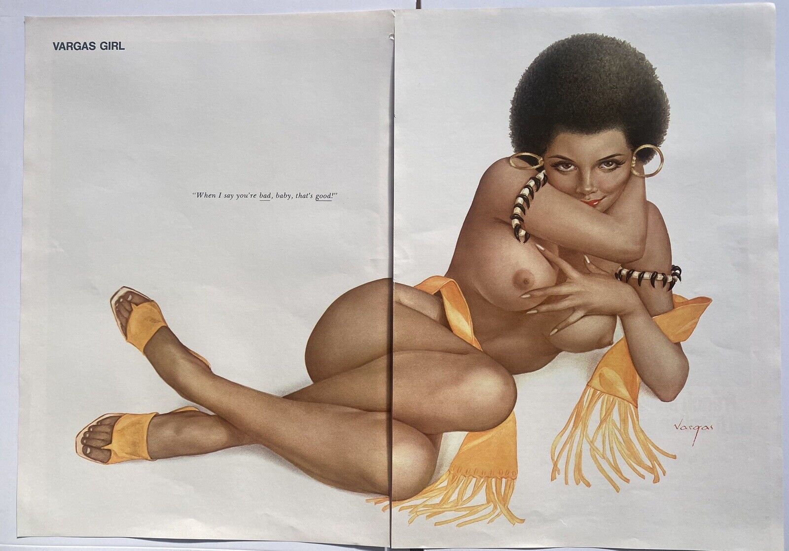 African American Vargas Girl Playboy Pinup Black 1971 Alberto