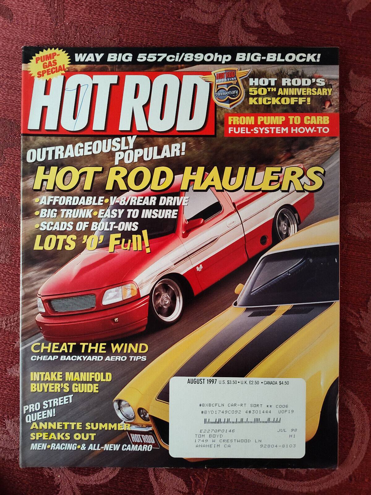 Rare HOT ROD Car Magazine August 1997 Haulers Annette Summer Backyard Aero Tips