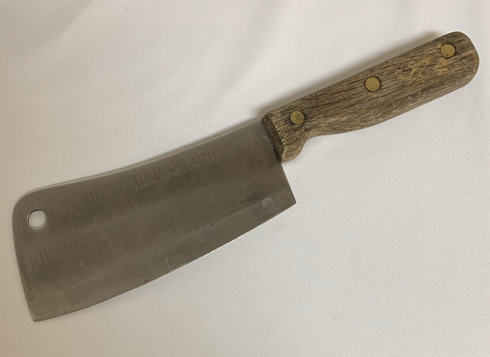Vintage Barclay Forge 6” Meat Cleaver Chopper Knife Wood Handle Japan