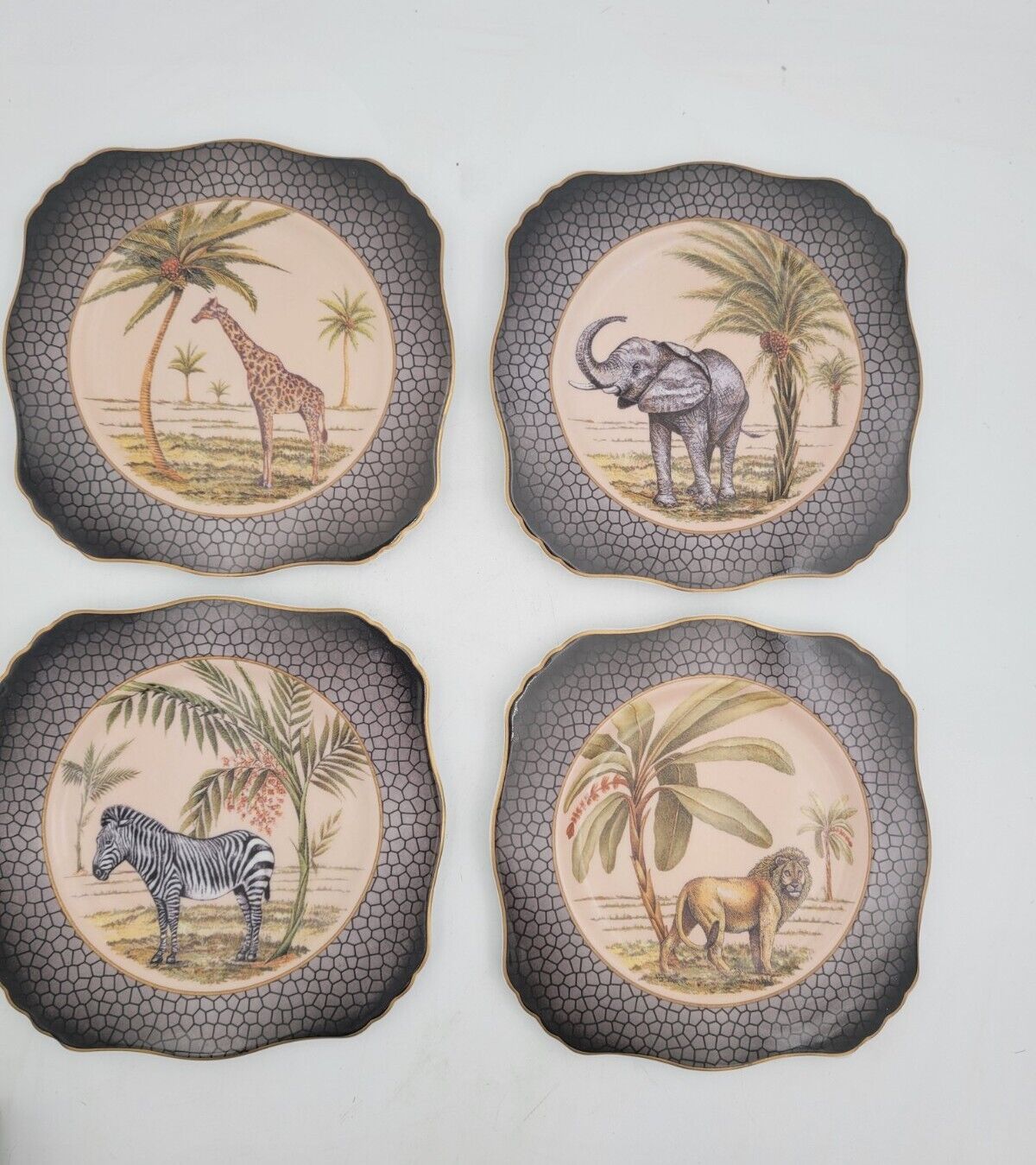 Email De Limoges Safari Set Of 4 Various Animal I. Godinger China 1855 8\