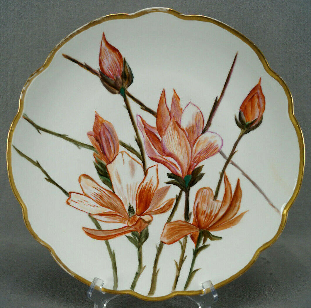 M&Z Austria Hand Painted Large Red Flowers & Gold 12 5/8 Inch Charger C1884-1909