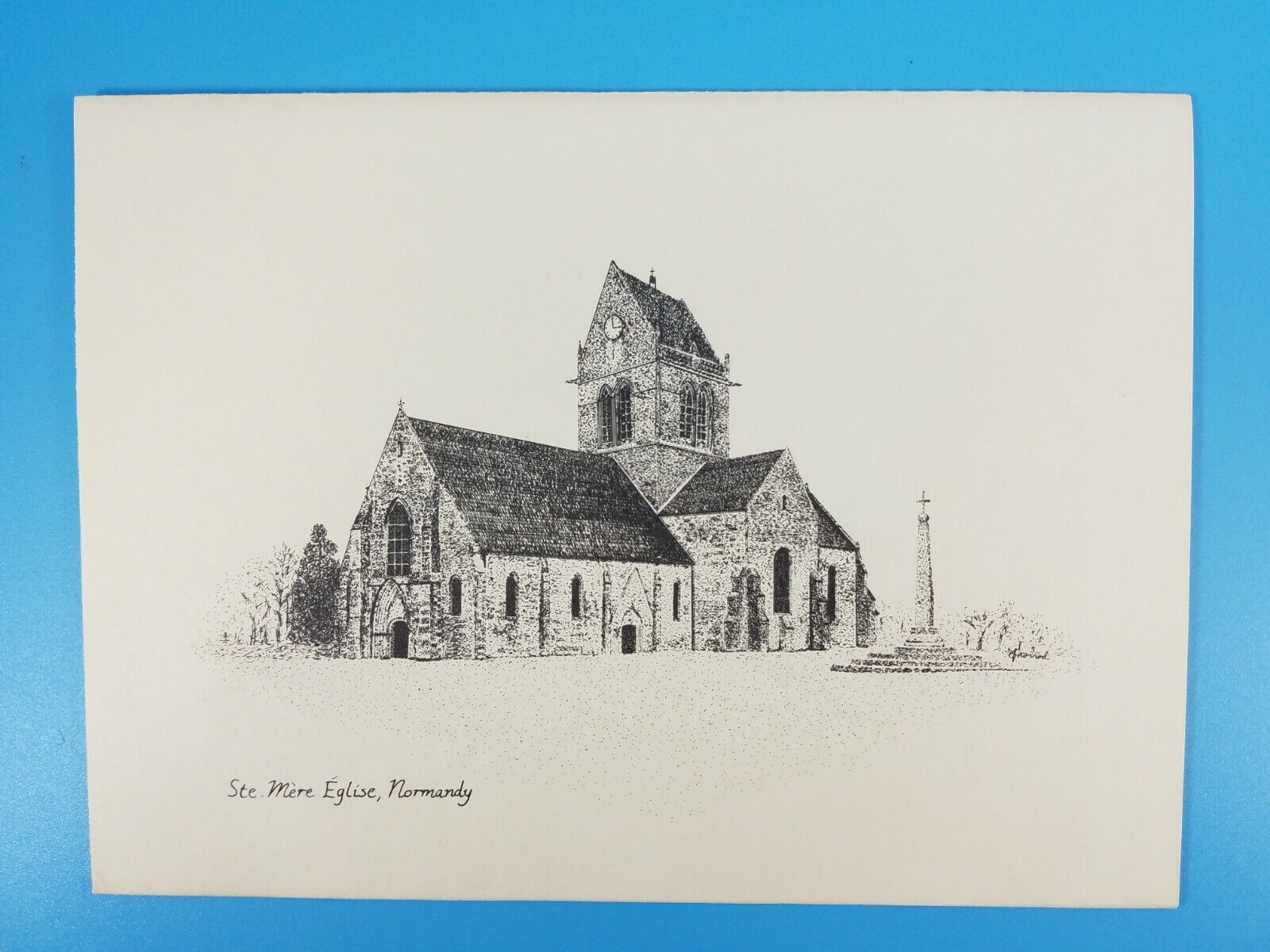 Sainte-Mère-Église, Normandy, WWII. Illustration By Caleen Norrod Card