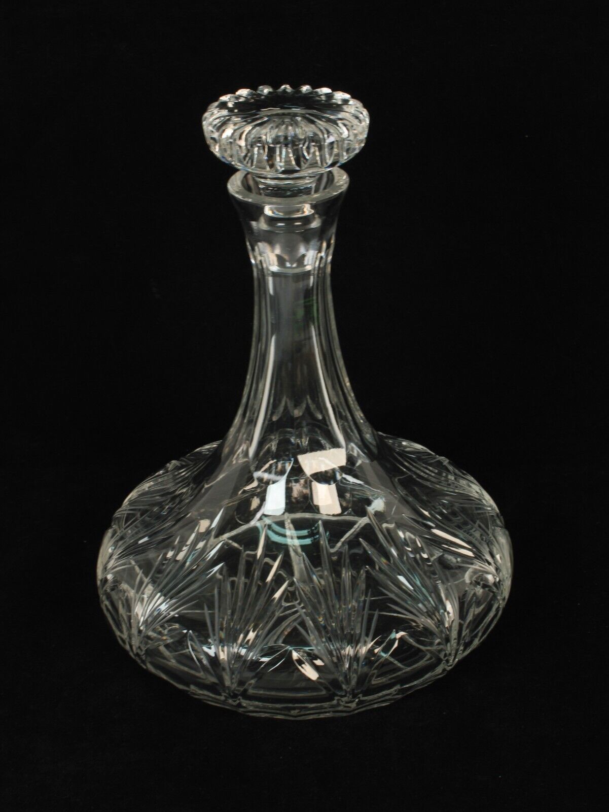 Vintage Heavy Crystal Glass Liquor Whiskey Ship Decanter With Stopper Barware