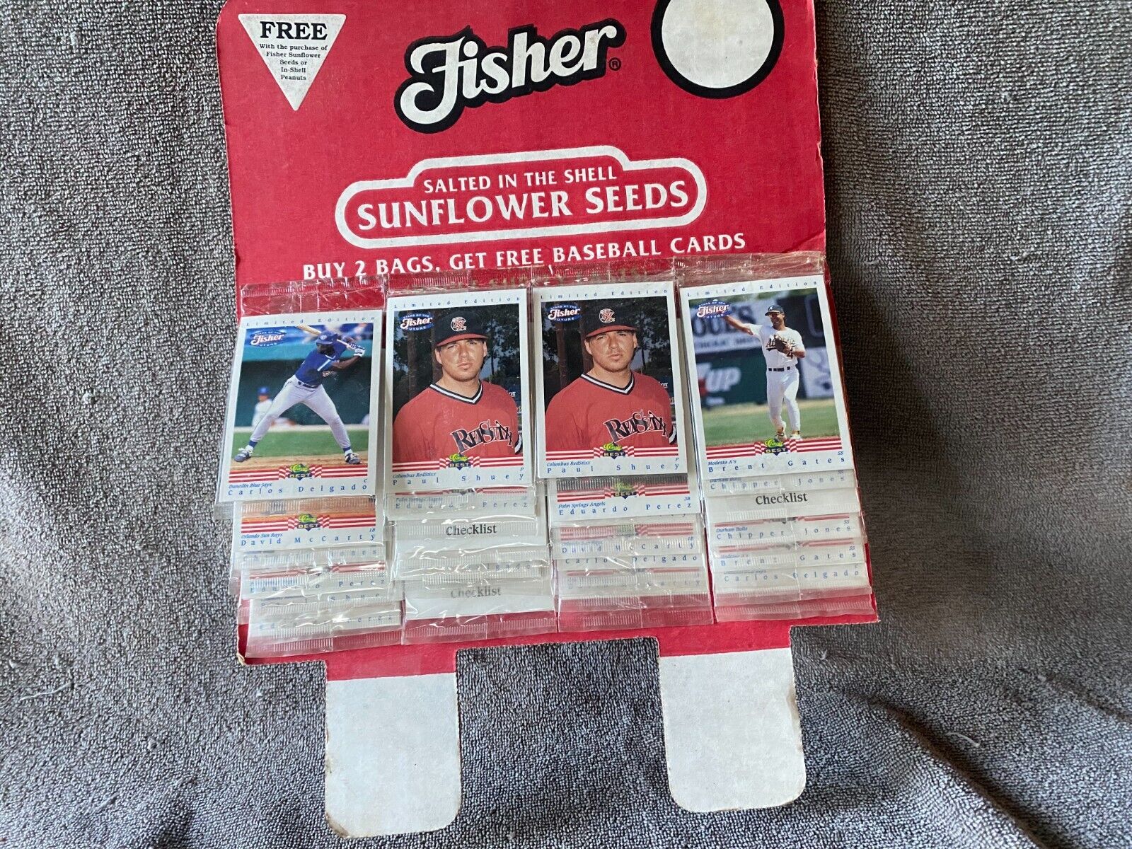 Fisher Sunflower Seeds Classic Baseball Packs Display w Chipper Jones RCs