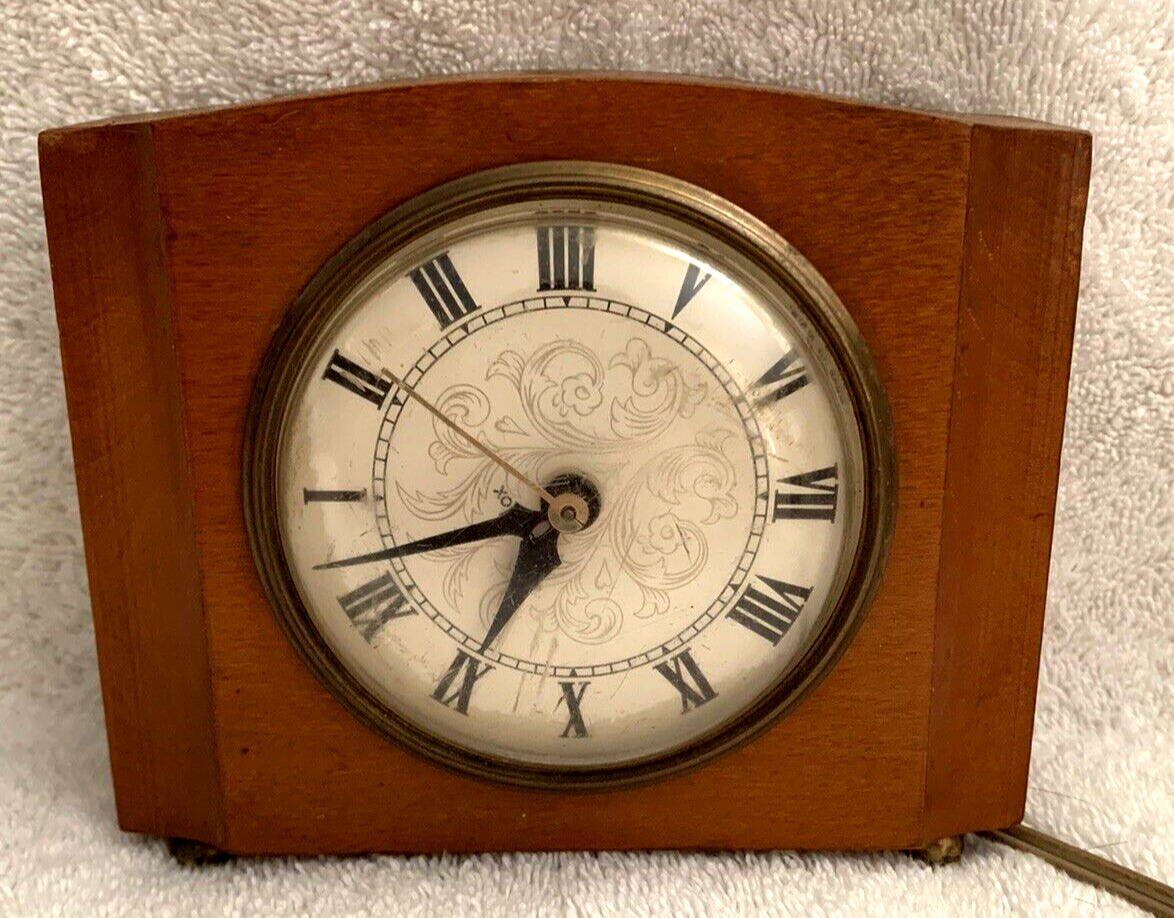 Vintage Maple S12-H Working Westclox Sheraton Electric Alarm Clock  Convex Glass