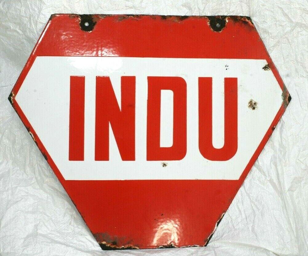 Rare India Made INDU Film Porcelain 2 Side Enamel Sign Board Size 18 x 22 Inch