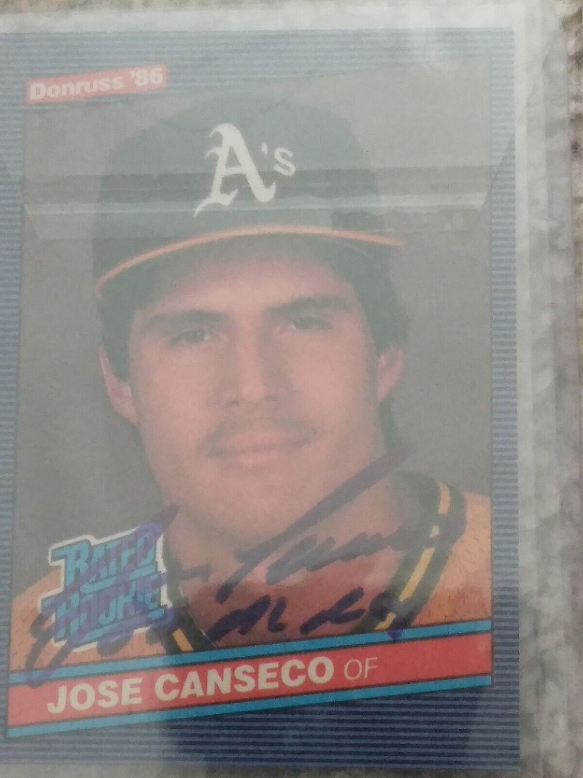 1986 Donruss Rated Rooki Jose Canseco With Autograph