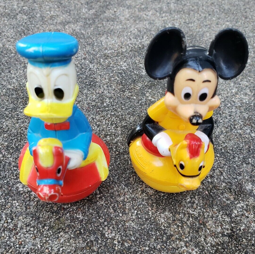 Vintage Disney Wobbly Mickey Mouse Gabriel 1975 and Donald Duck Toys
