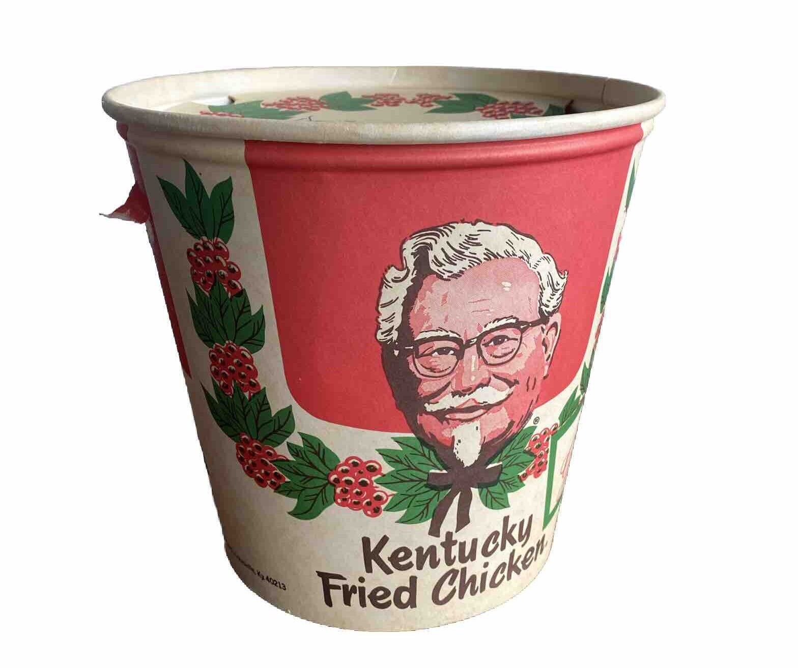 VTG Colonel Sanders Fried Chicken KFC Christmas Greetings Original Bucket + Lid