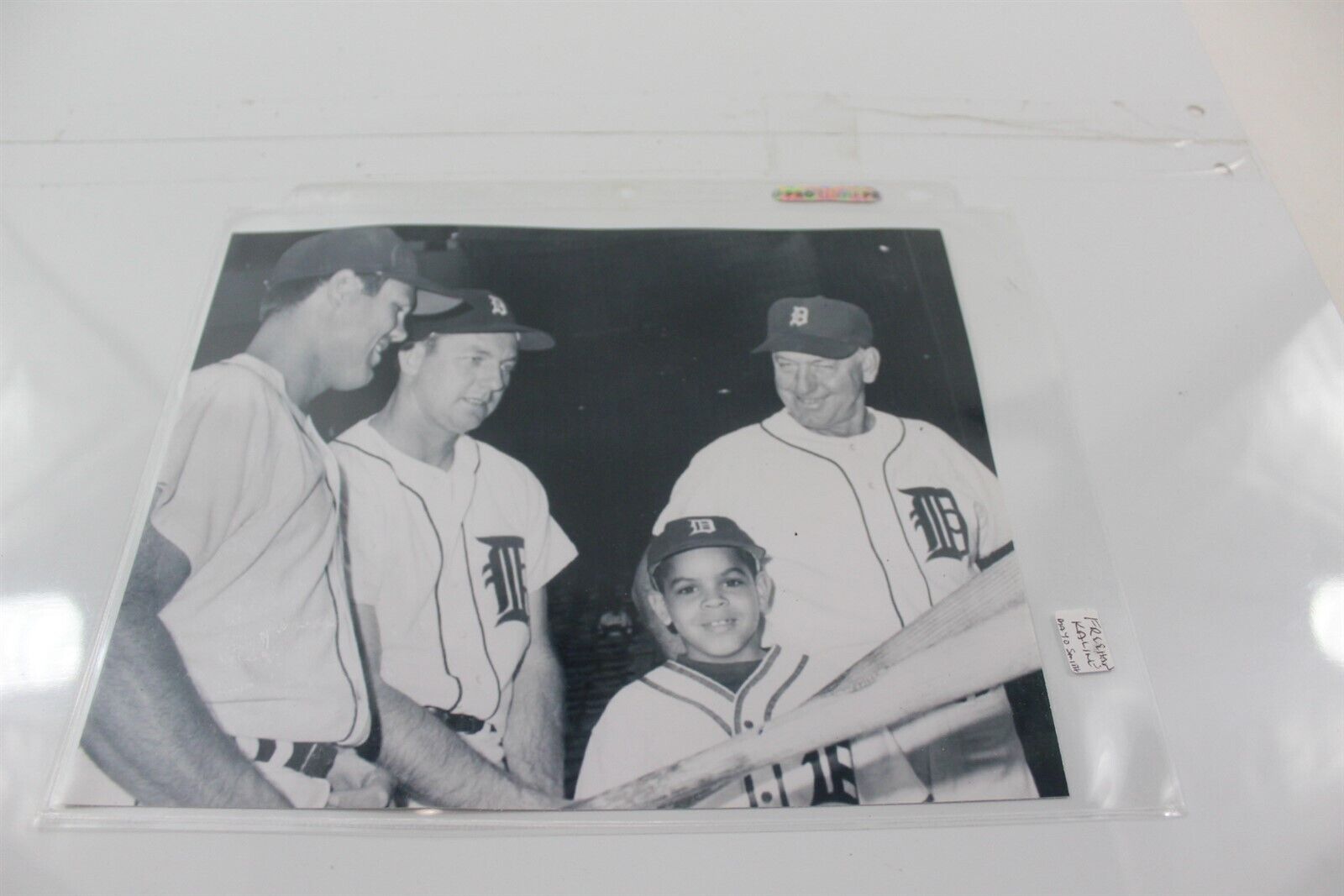 B & W Photo Detroit Tigers Bill Freehan, Mayo Smith, Al Kaline & Bay Boy Vintage