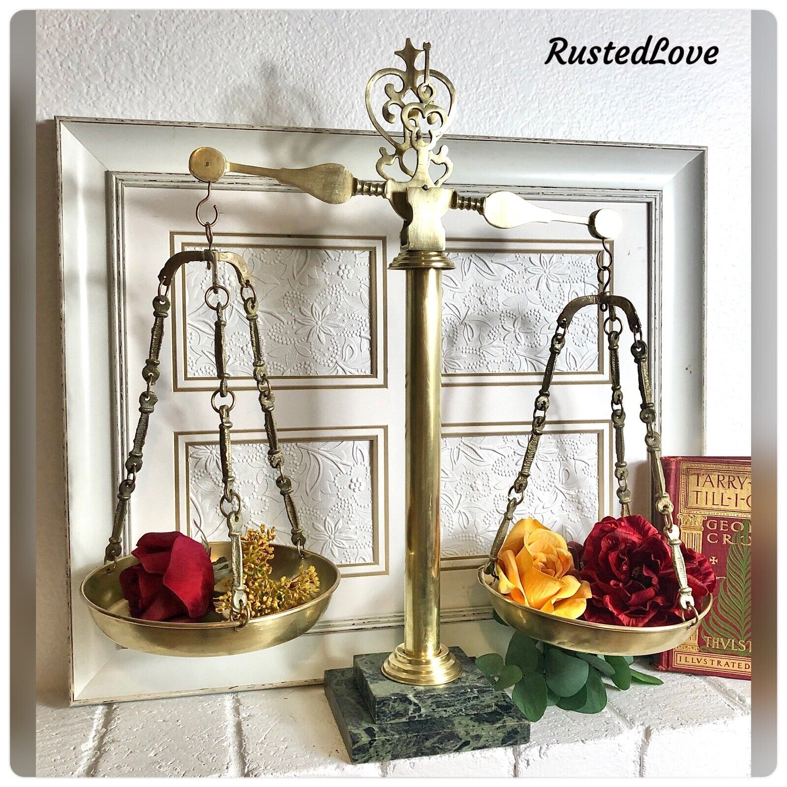 Justice Scale Brass and Marble Large Vintage Law legal Scale Decorative Polished