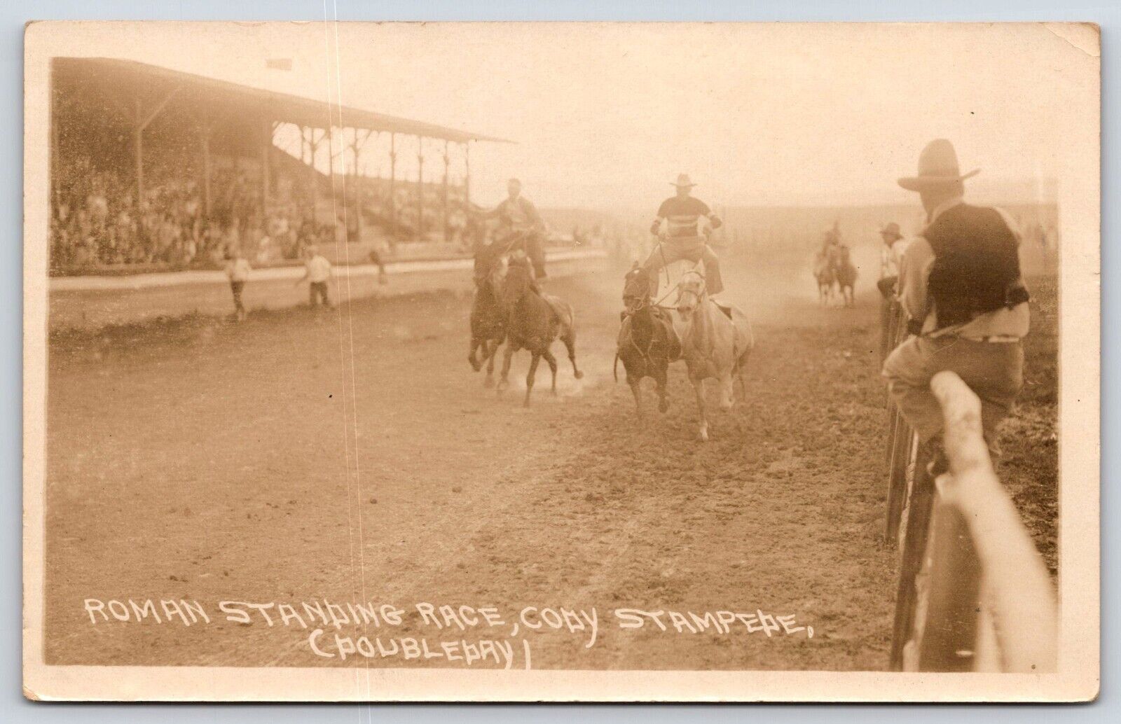 Wyoming Casper Roman Standing Race Cody Stampede Doubleplay Vintage Postcard
