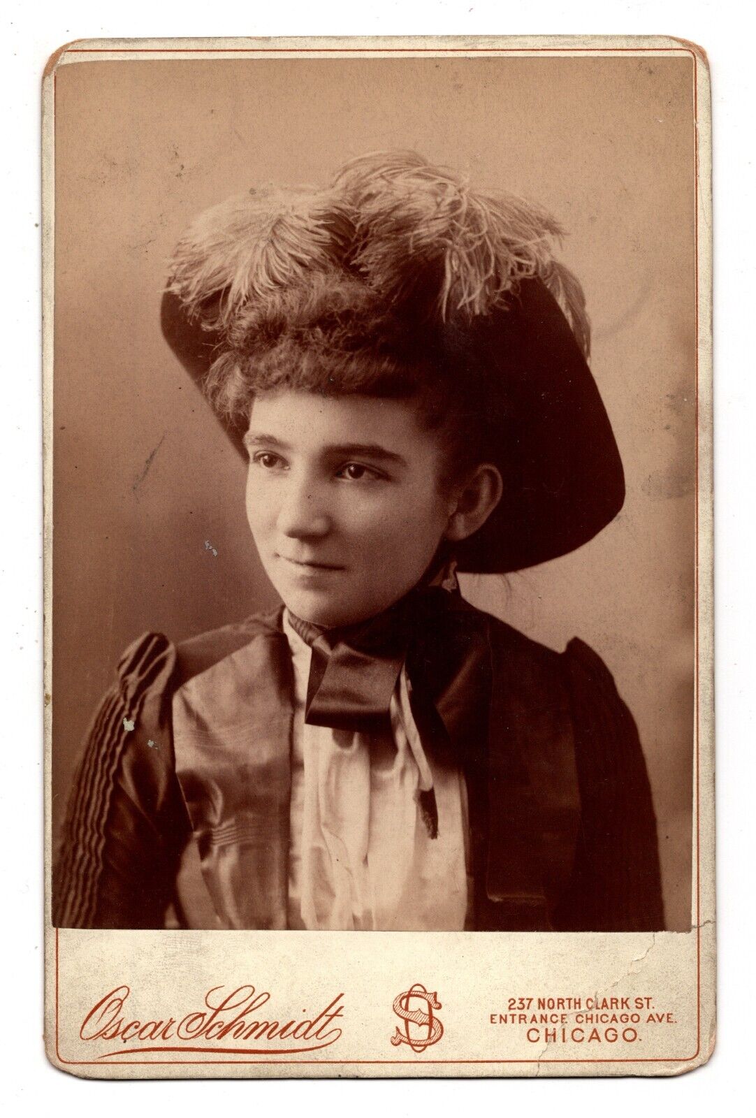 CIRCA 1890s CABINET CARD OSCAR SCHMIDT GORGEOUS YOUNG LADY CHICAGO ILLINOIS