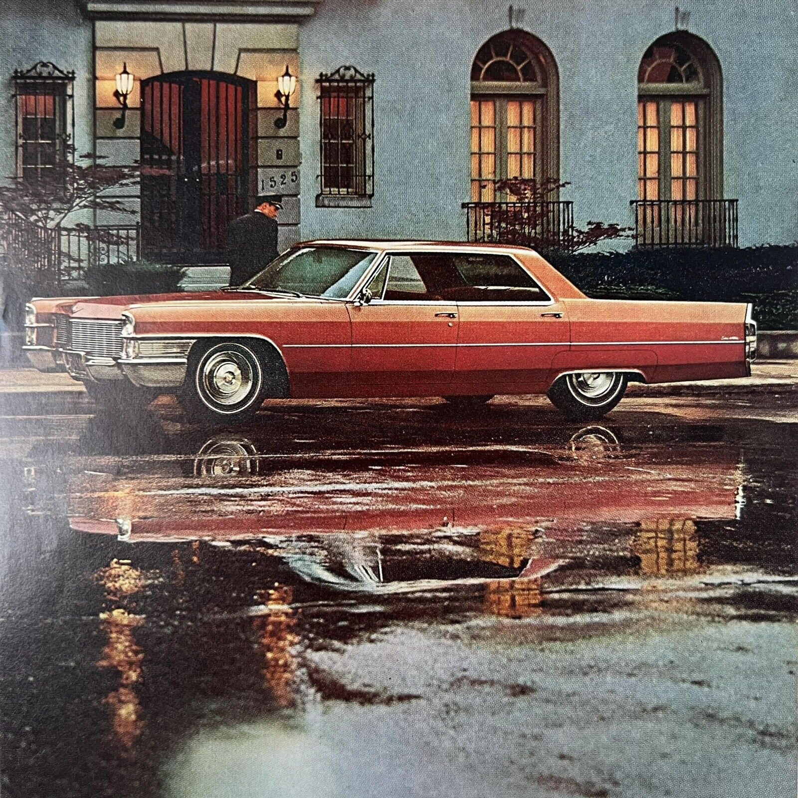 Vintage 1965 Cadillac Red Car Reflection Shot Color Advertisement Ad Classy
