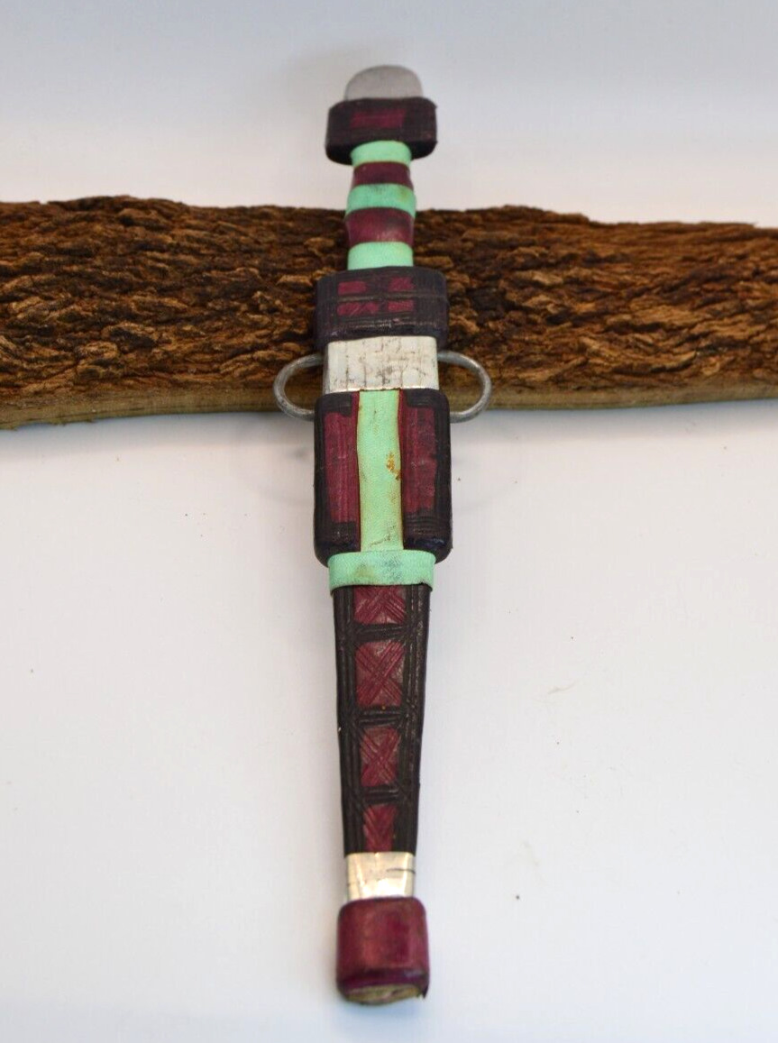 Ancient Old African Tribal Ethnic Antique Tuareg Dagger Leather Sword Very Rare