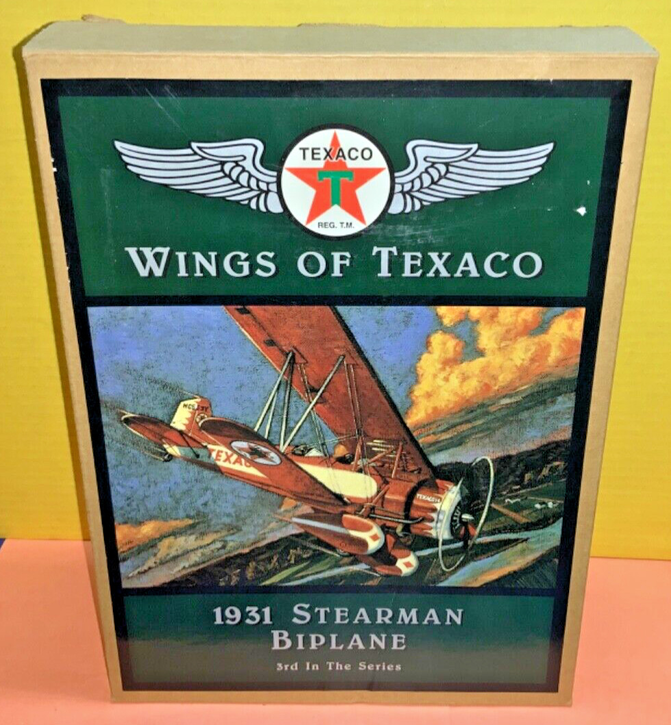 VTG 1995 ERTL Wings of Texaco 1931 Stearman Biplane w/ Box & COA - AS IS