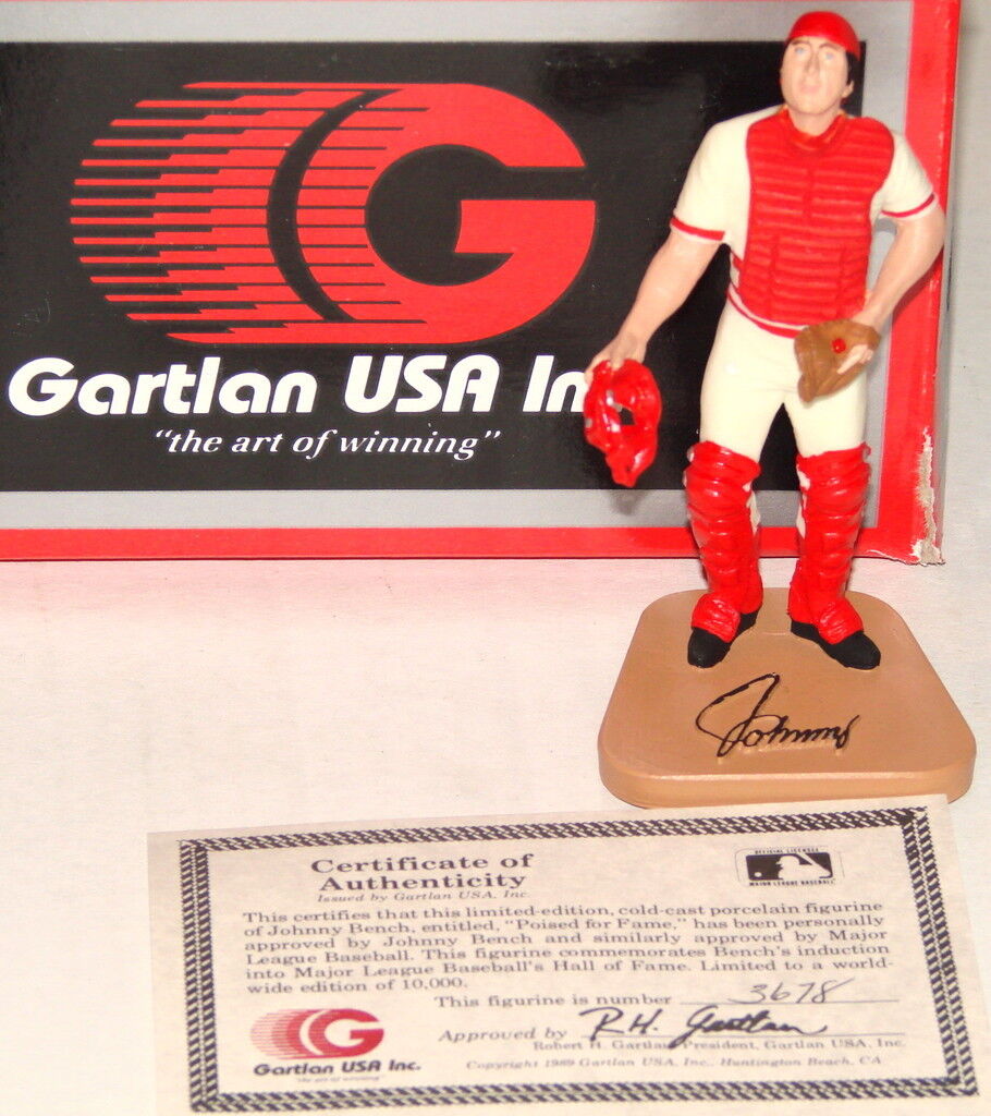 JOHNNY BENCH Cincinnati Reds Hall Of Fame Catcher 1989 Gartlan USA Mini Figurine