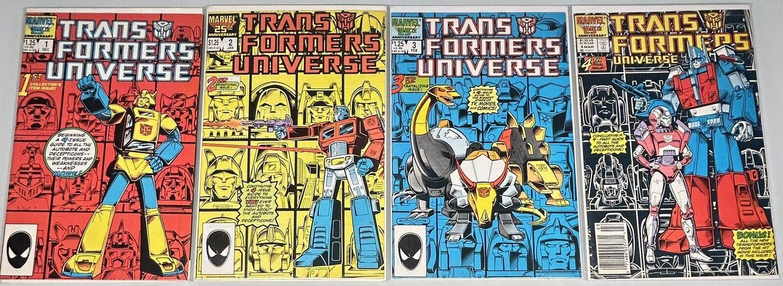 TRANSFORMERS UNIVERSE #1-4 FULL  SET 1986 MARVEL COMICS