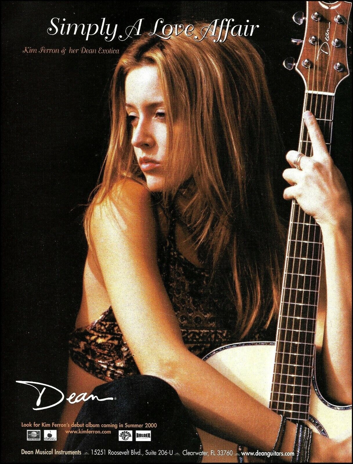 Kim Ferron Dean Exotica Series acoustic guitar advertisement 2000 ad print