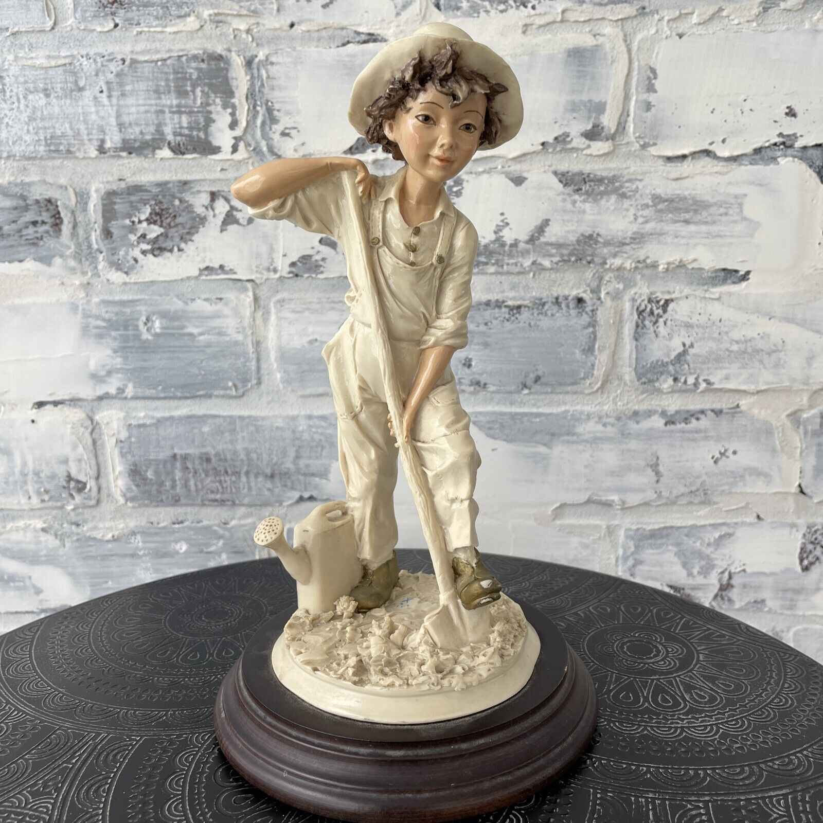 Vittario Tessaro By ADL  Little Boy Digging / Garden Figurine