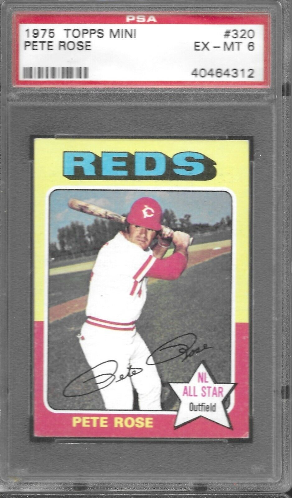 1975 75 TOPPS MINI PETE ROSE #320 PSA 6 EX - MT REDS CENTERED NICELY