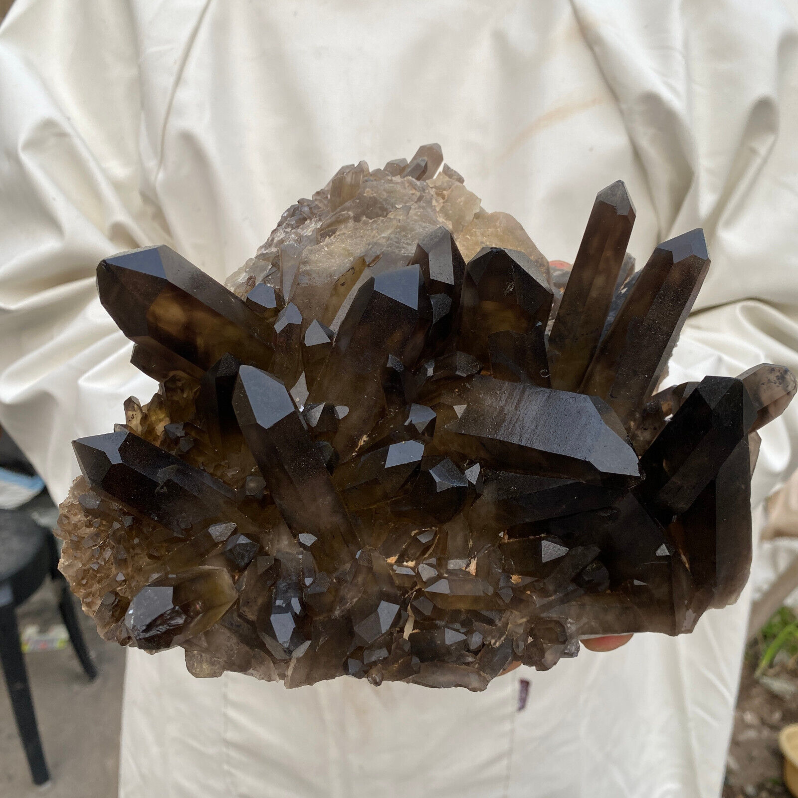 3.9lb Large Natural  Smoky Black Quartz Crystal Cluster Raw Mineral Specimen