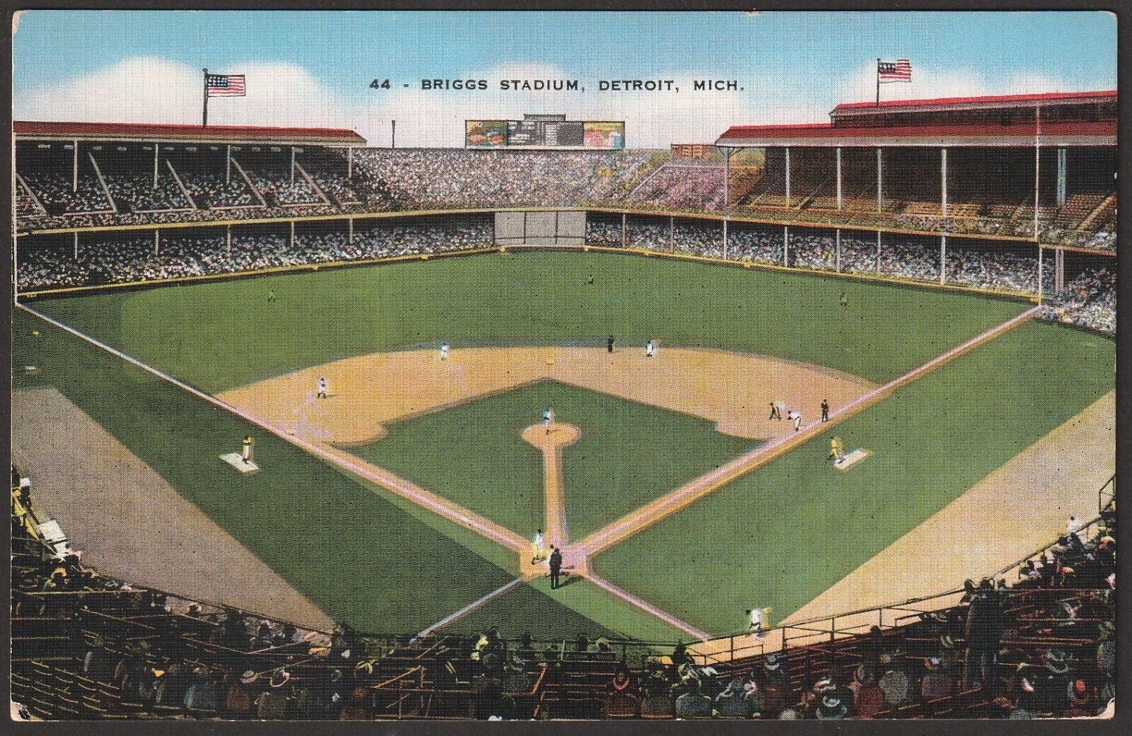 Tough to Find Detroit Tigers Briggs Stadium Postcard - 44, 31391 Cloud Variation