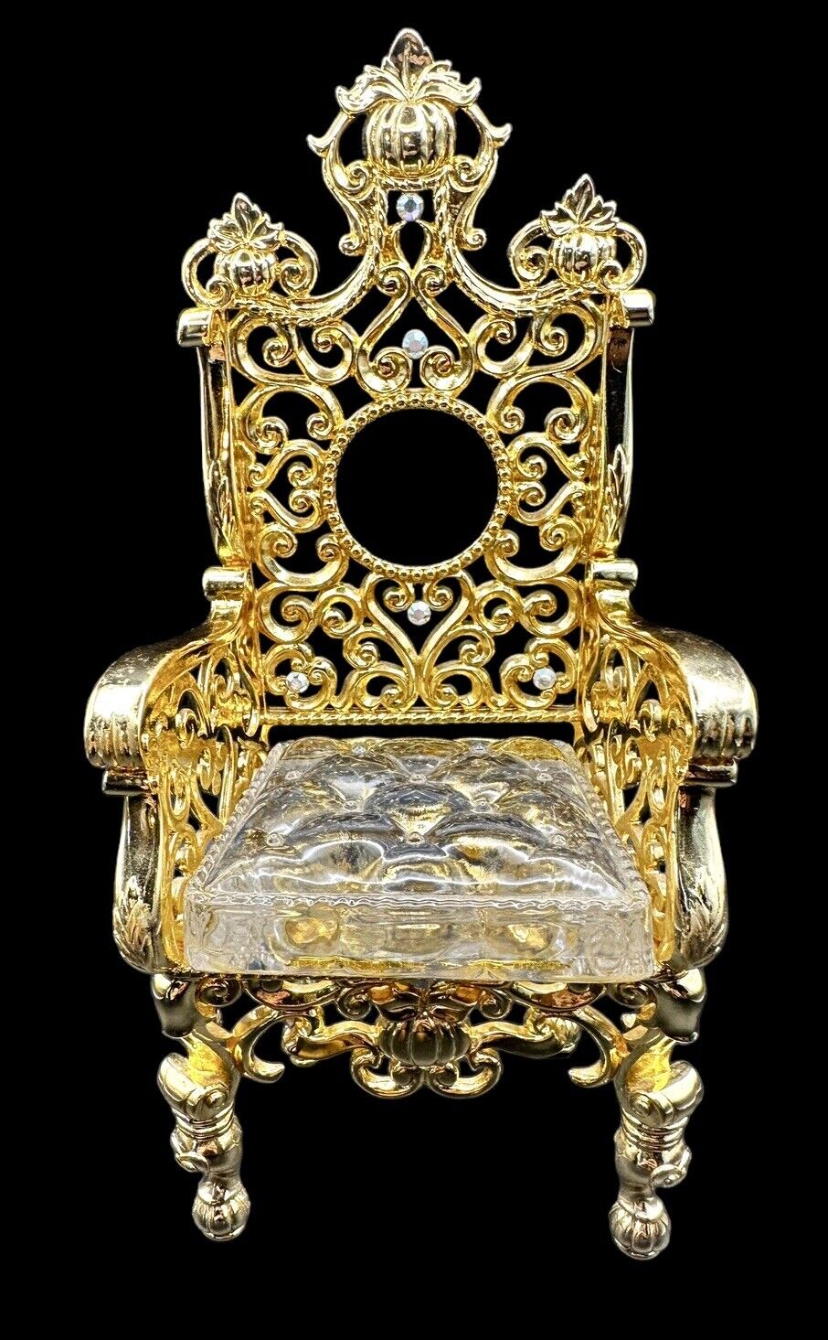 Vtg Franklin Mint Cinderella Crystal & 24k Gold Plated Throne Chair RARE 1989