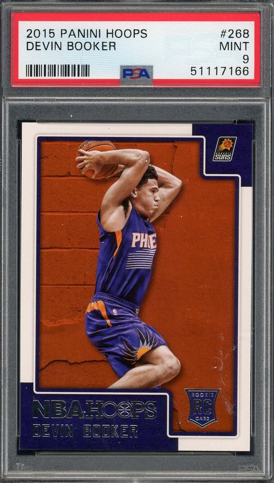 Devin Booker 2015 Panini Hoops Basketball Rookie Card RC #268 Graded PSA 9