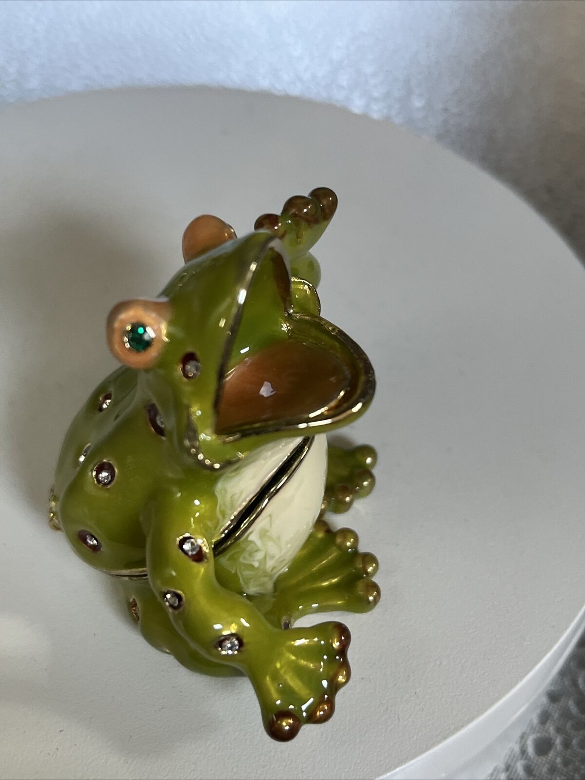 SHOUTING SITTING FROG TRINKET BOX BY KEREN KOPA, CRYSTALS, COLLECTION PIECE