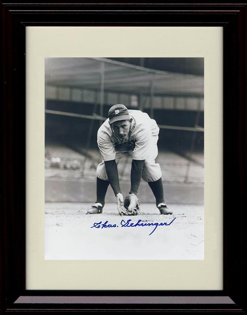 Gallery Framed Charles Gehringer - Black And White Fielding A Grounder Pose -