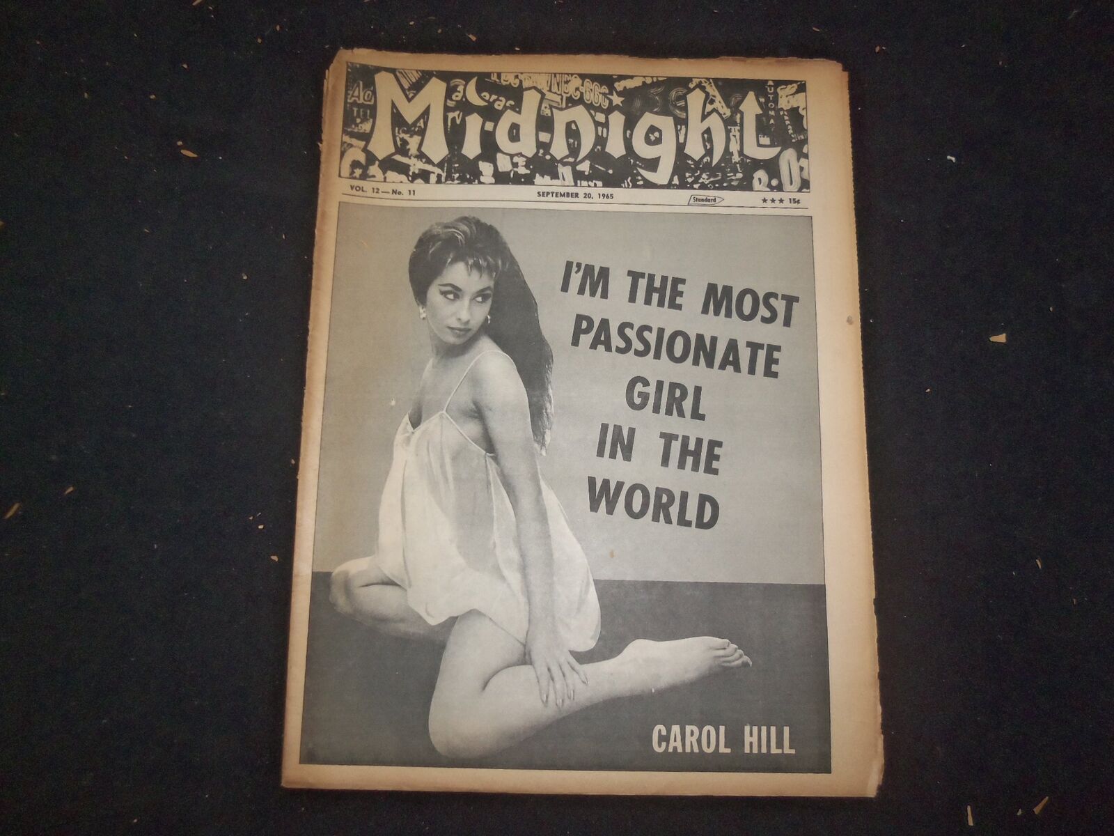 1965 SEPTEMBER 20 MIDNIGHT NEWSPAPER- CAROL HILL: MOST PASSIOINATE GIRL- NP 7350