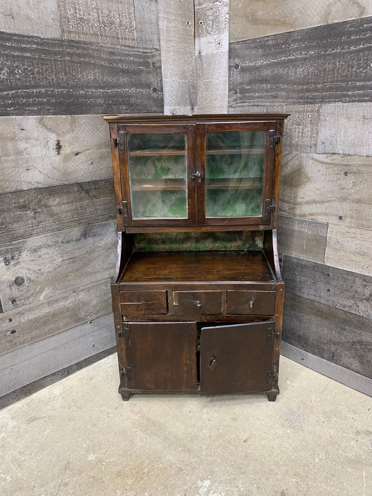 Vintage Child\'s Hutch, Antique Primitive Doll Furniture Cabinet, Salesman Sample