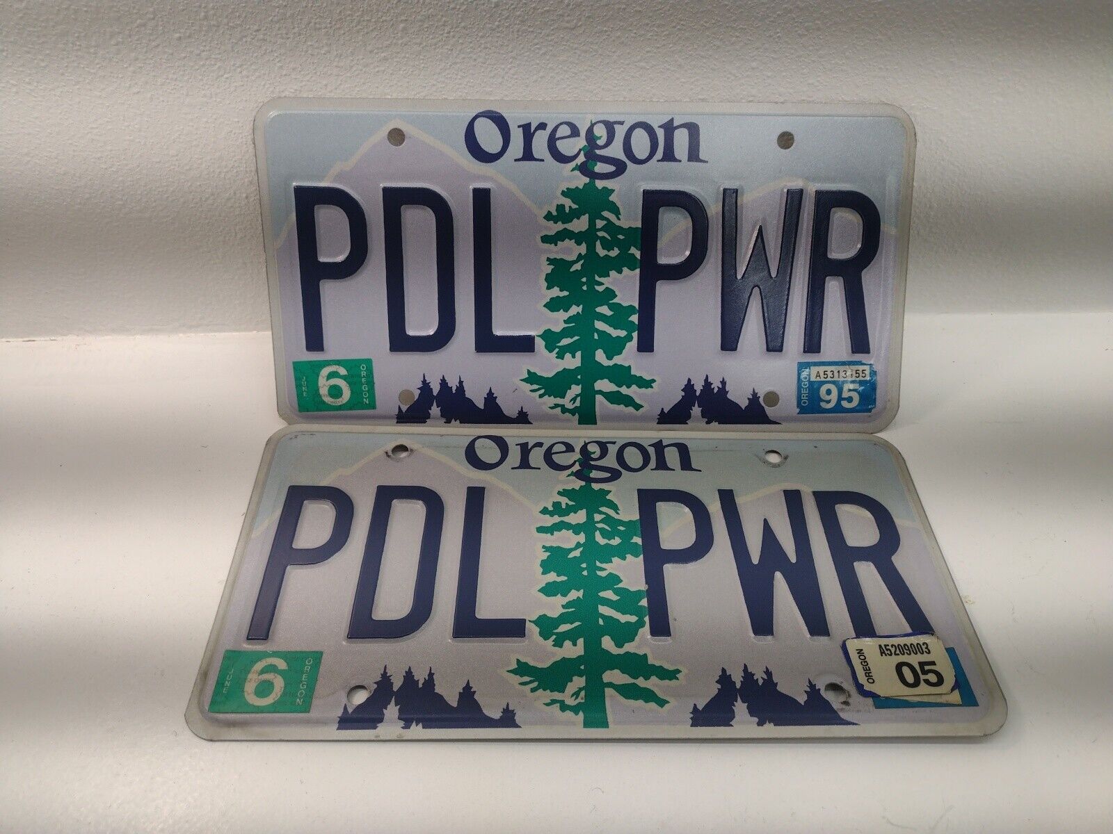 Vintage Oregon Vanity PAIR Set License Plates-Pedal Power-(PDL PWR) Hot Rod