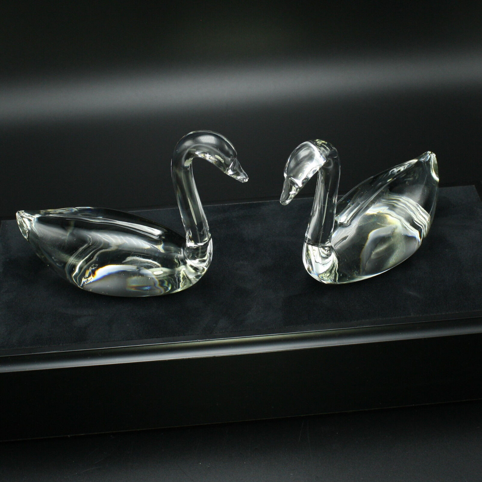 Pair of Faberge Crystal Swans Hand Crafted