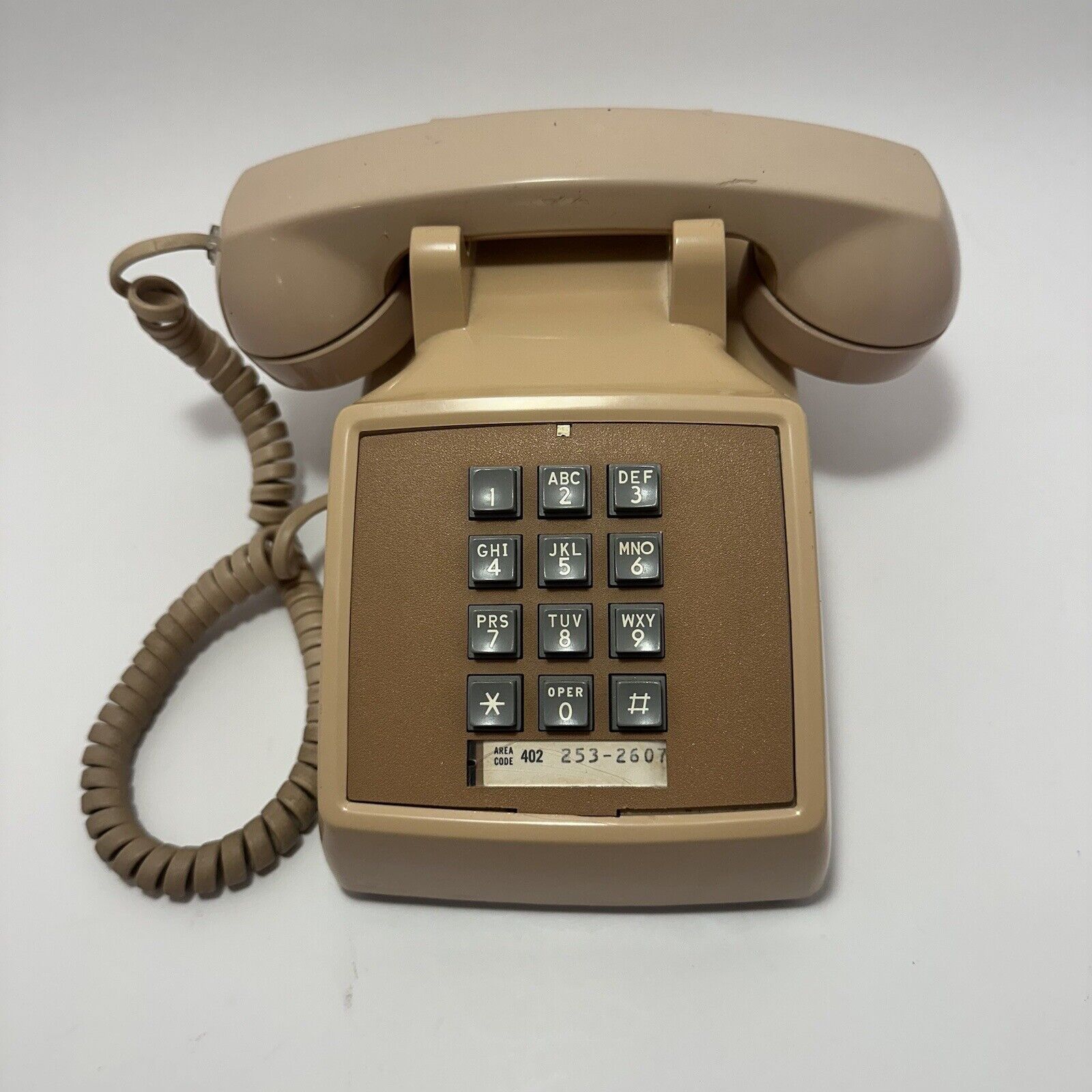 Vintage Western Electric Bell System TAN 2500DM Push Button Desk Telephone