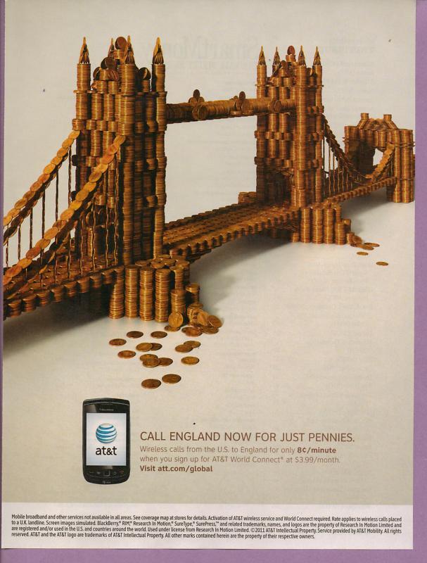 2011 AT&T Pennies London Bridge England Magazine Print Advertisement Page Nice
